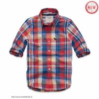 heren abercrombie fitch plaid lang overhemd moose logo rood blauw geel Mode Vintage g461b560